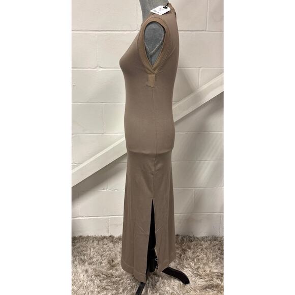 Rowan Ellis Contour Tank Sleeveless Slit Cotton Midi Dress in Stone Beige S NWT - Picture 6 of 11